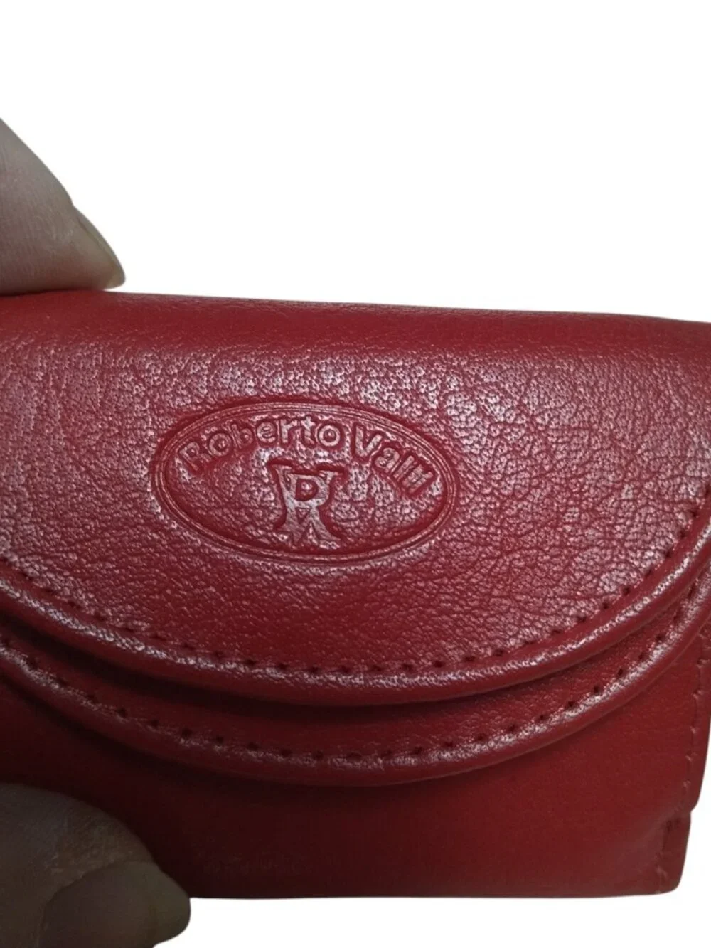 Roberto Valli Red Italian Leather Trifold Wallet Small Snap Flap Closure Vintage